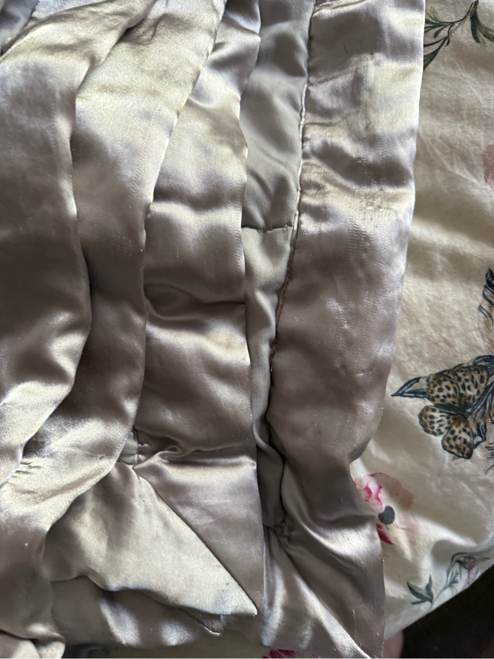 Silky Light Silver Quilted Throw
